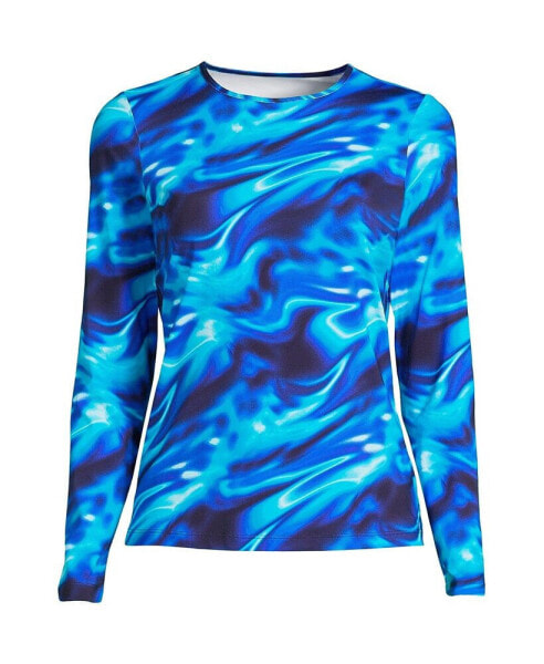 Petite Crew Neck Long Sleeve Rash Guard UPF 50 Swim Tee