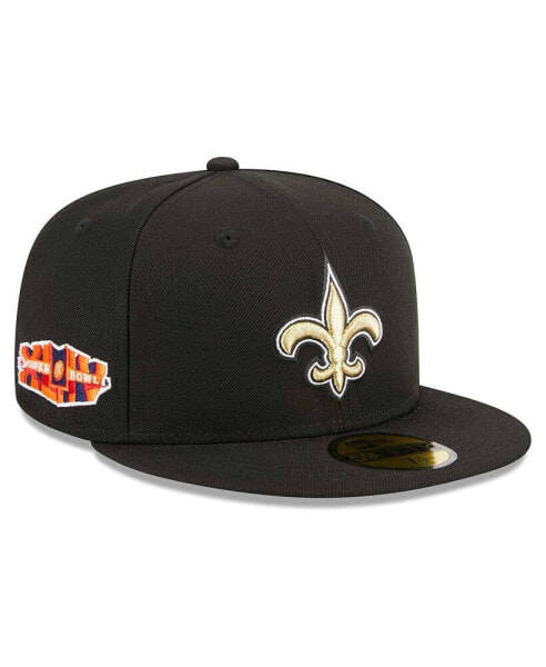 Men's Black New Orleans Saints Main Patch 59FIFTY Fitted Hat