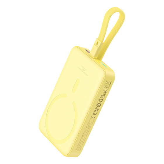 Портативное зарядное устройство Baseus Magnetic Mini Powerbank 10000mAh 20W с кабелем Lightning до iPhone 0.3м жёлтым