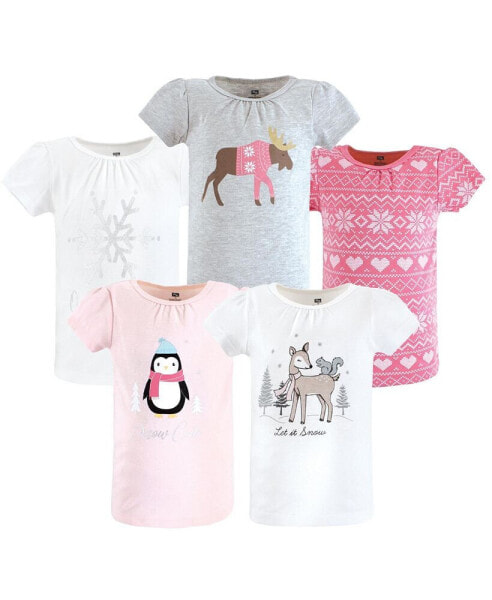 Baby Girls Short Sleeve T-Shirts Winter Animals
