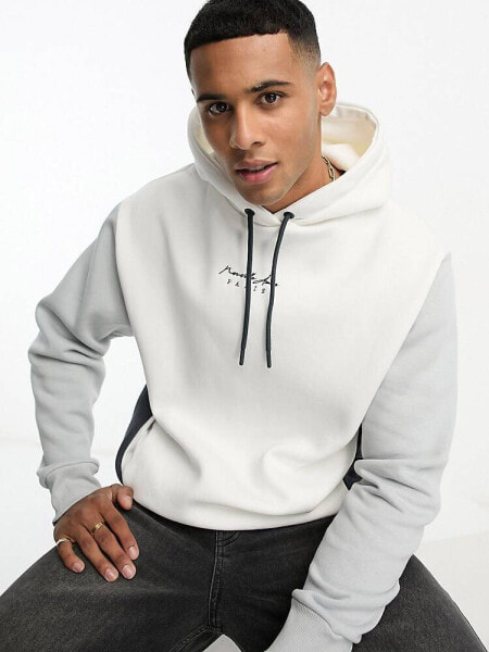 River Island colour block hoodie in white