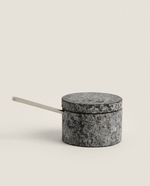 Stone salt shaker with lid