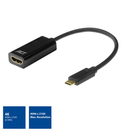 ACT AC7305 - 0.15 m - USB Type-C - HDMI Type A (Standard) - Male - Female - Straight