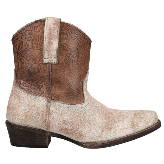 Roper Dusty Embossed Snip Toe Booties Womens Beige Casual Boots 09-021-0980-2907