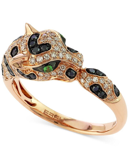 EFFY® Diamond (1/2 ct. t.w.) and Tsavorite Accent Panther Ring in 14k Rose Gold