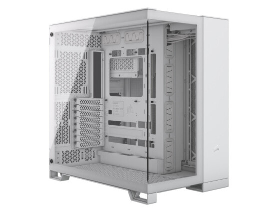 CORSAIR 6500X Mid-Tower Dual Chamber PC Case – White - Unobstructed view with wr