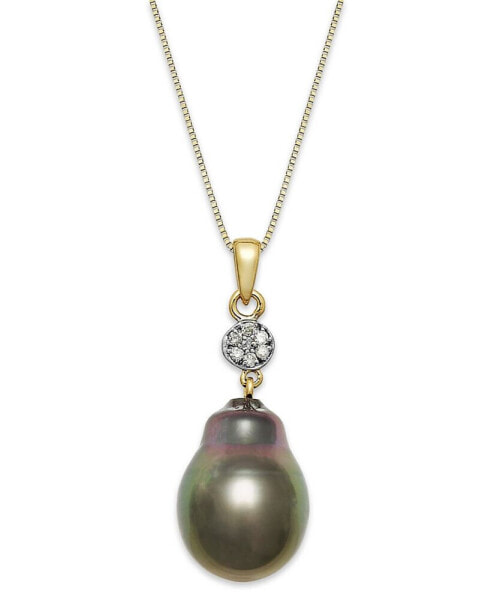 Baroque Tahitian Pearl (12 mm) and Diamond Accent Pendant Necklace in 14k Gold