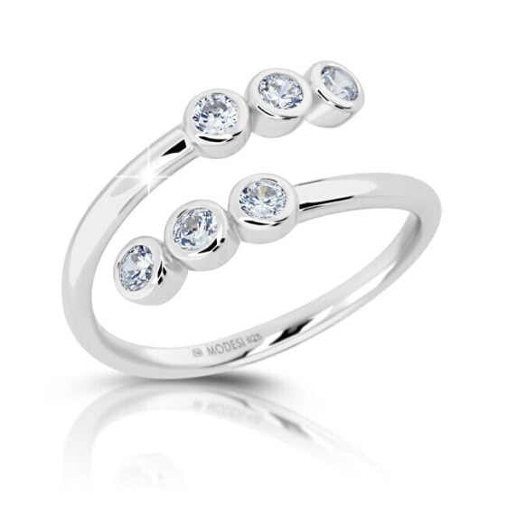 Charming silver ring with zircons M01013