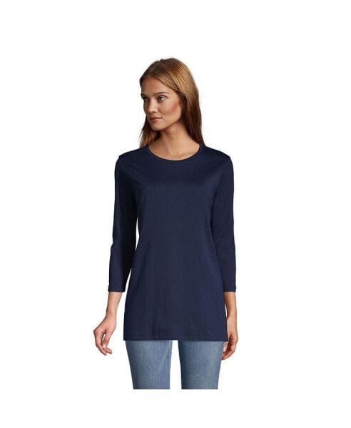 Petite 3/4 Sleeve Supima Cotton Crewneck Tunic