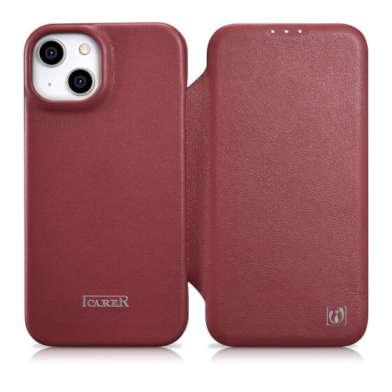 Чехол для iPhone 14 Plus с магнитной клапаном MagSafe CE Premium Leather бордовый iCarer