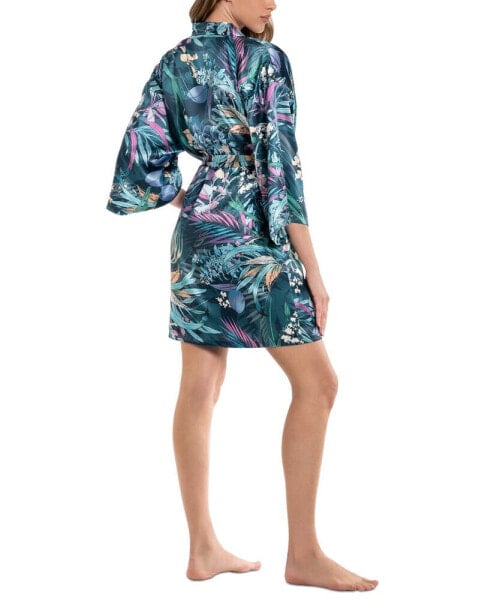 Women's Printed Satin Wrap Robe