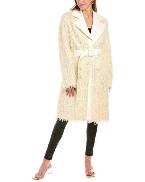 Helmut Lang Wool-Blend Fringe Coat Women's