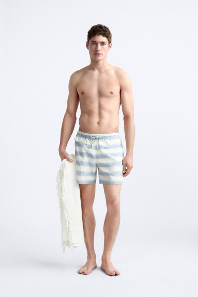 Striped tie-dye swimming trunks