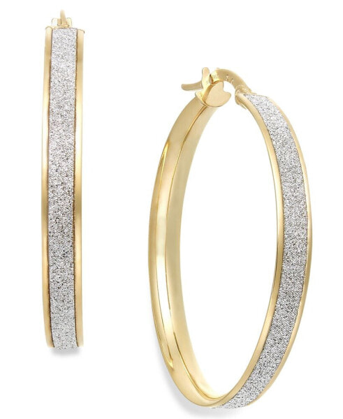 Glitter Hoop Earrings in 14k Gold (30mm)