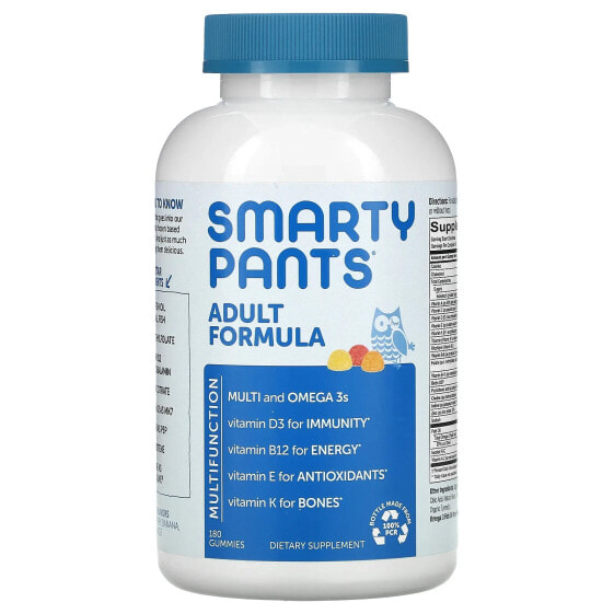 Витаминный комплекс SMARTYPANTS Adult Formula с ароматом лимона, клубники-банана и апельсина, 180 жевательных таблеток