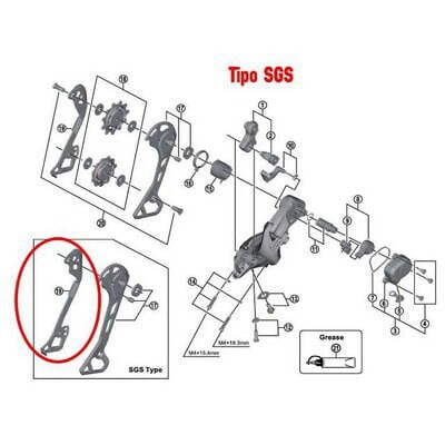 SHIMANO XT M8000 SGS 11s Interior Pulley Carrier Leg