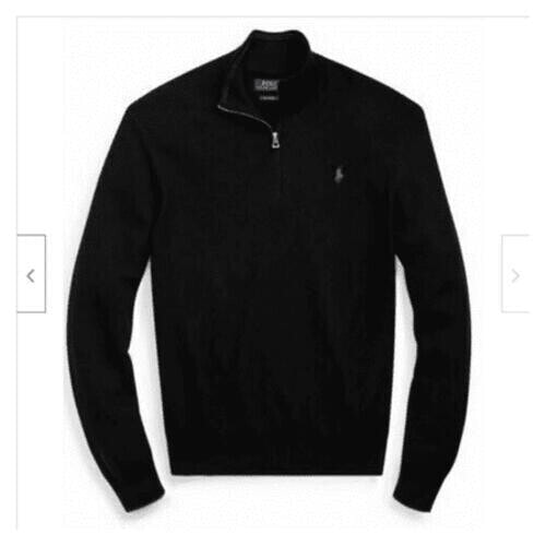 Черный мужской свитер с молнией Polo Ralph Lauren Pima 290956 Cotton Quarter-Zip Sweater Black XXL