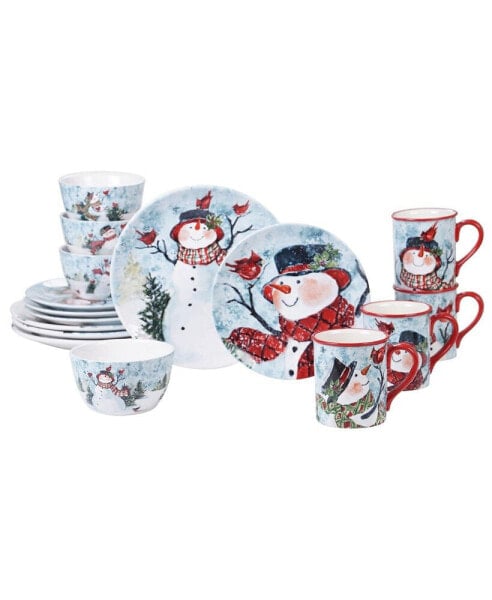 Watercolor Snowman 16pc Dinnerware Set