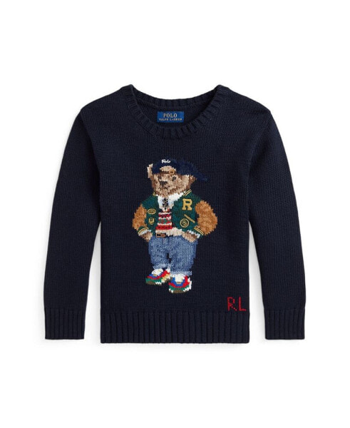 Toddler and Little Boys Polo Bear Crewneck Sweater