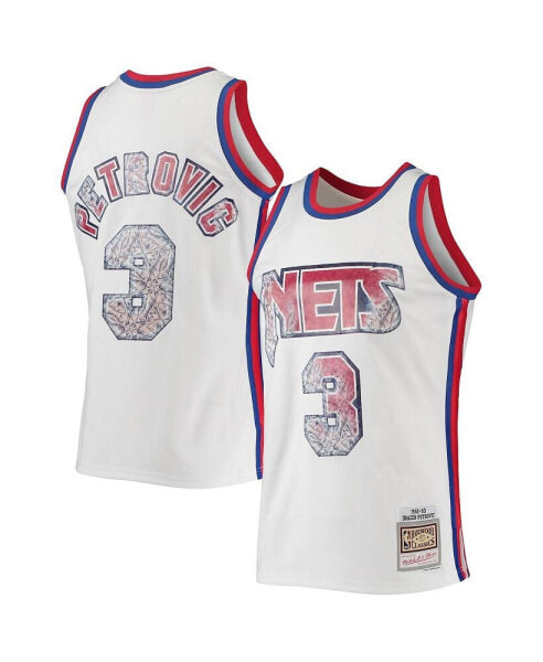 Men's Drazen Petrovic White New Jersey Nets 1996-97 Hardwood Classics NBA 75th Anniversary Diamond Swingman Jersey