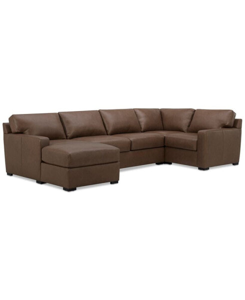 Radley 136" 4-Pc. Leather Square Corner Modular Chaise Sectional, Created for Macy's