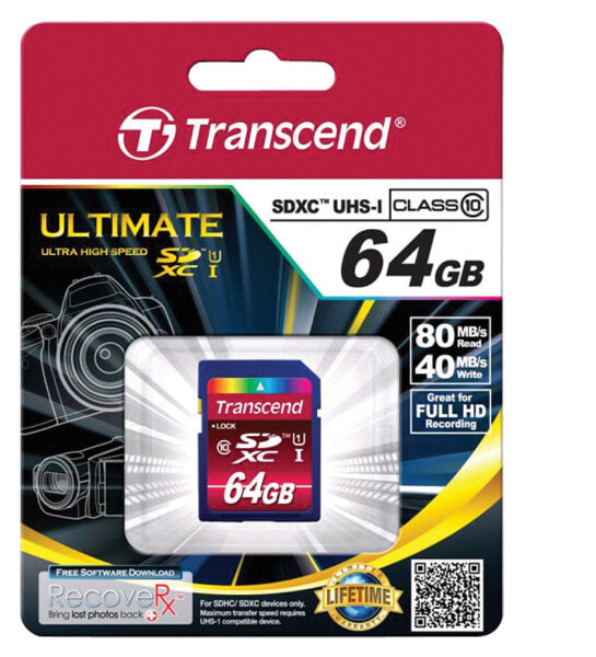 Карта памяти Transcend SDXC/SDHC 64GB Black