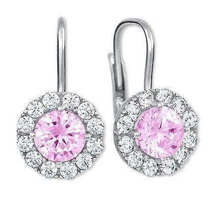 Silver earrings with pink crystals 436 001 00498 0400400