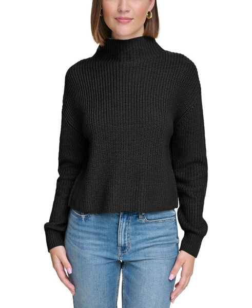 Women's Patched Mock Neck Sweater