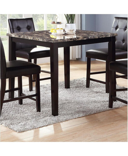 Dining Table Faux Marble Top Birch Veneer MDF Dining Room Furniture 1 Piece Table