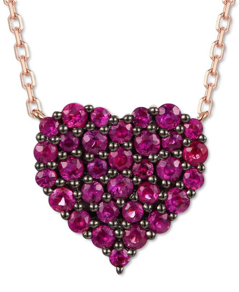 Le Vian passion Ruby Heart Cluster 17-1/2" Pendant Necklace (3/4 ct. t.w.) in 14k Rose Gold