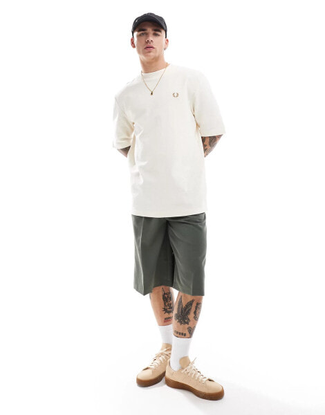 Fred Perry oversized slub t-shirt in off white