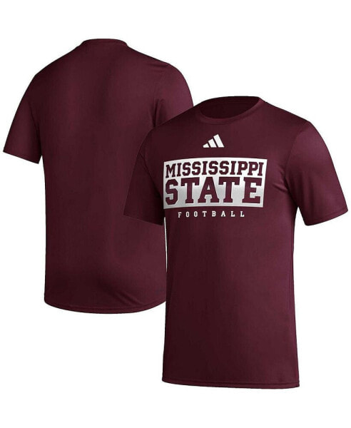 Men's Maroon Mississippi State Bulldogs Football Practice AEROREADY Pregame T-shirt