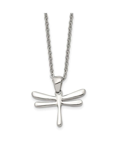 Chisel polished Dragonfly Pendant on a Cable Chain Necklace