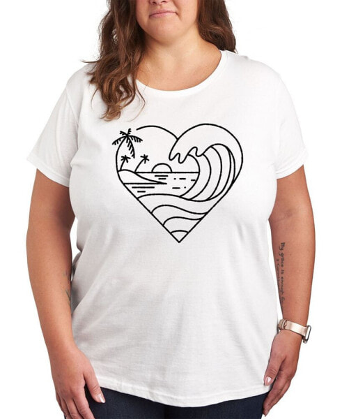 Air Waves Trendy Plus Size Beachy Heart Graphic T-Shirt