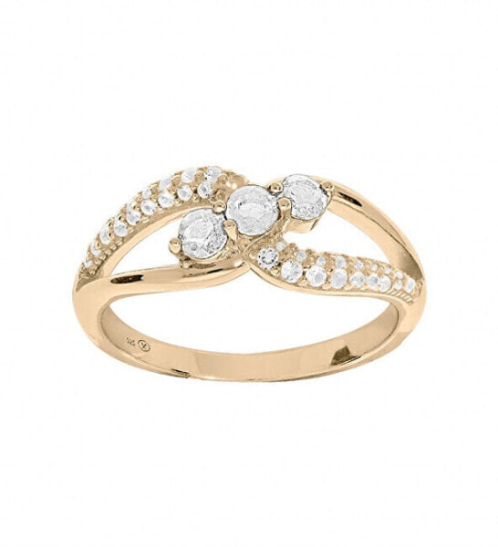 Elegant gold-plated ring with clear zircons PO/SR08996D