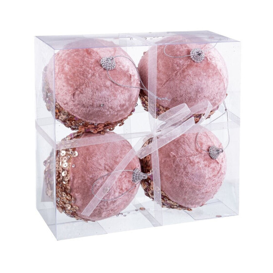 Ёлочные шарики Розовый Позолоченный Polyfoam Ткань 10 x 10 x 10 cm (4 штук)