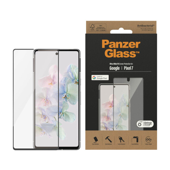 PanzerGlass ™ Screen Protector Google Pixel 7 | Ultra-Wide Fit - Google - Google - Pixel 7 - Dry application - Scratch resistant - Shock resistant - Anti-bacterial - Transparent - 1 pc(s)