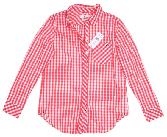 Vineyard Vines Women's Red Seabreeze Gingham Pocket Shirt sz 0