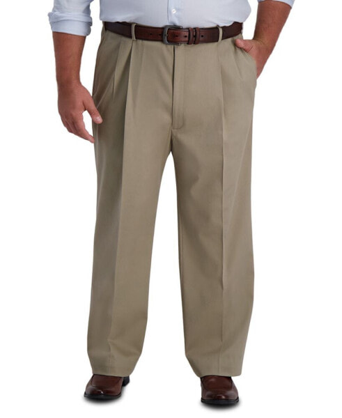 Men's Big & Tall Iron Free Premium Khaki Classic-Fit Pleated Pant