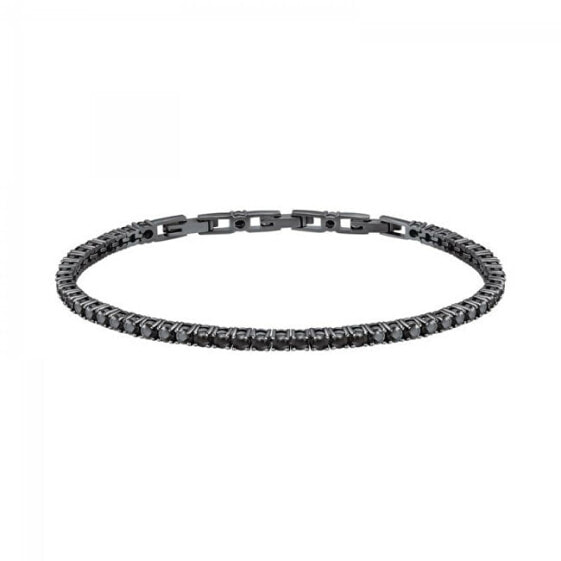 Men´s glittering bracelet with black crystals Tennis SATT03