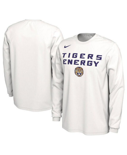 Men's and Women's White LSU Tigers 2024 On-Court Bench Energy Long Sleeve T-shirt