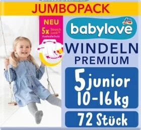 Windeln Premium Gr. 5 Junior (10-16 kg), Jumbo Pack, 72 St