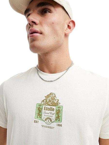 ASOS DESIGN t-shirt in off white with chest print