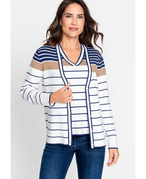 Women's Long Sleeve Striped Cardigan