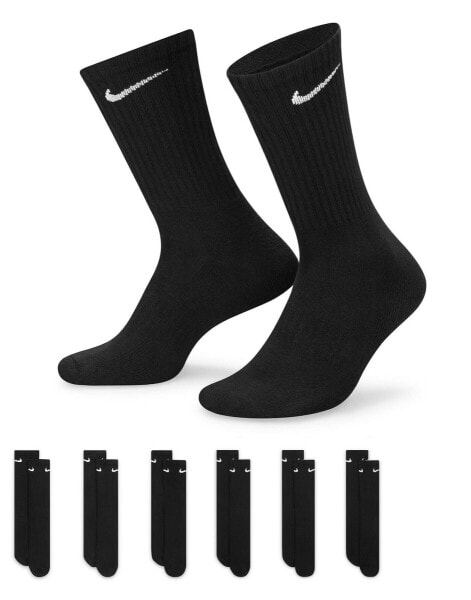 Nike Training – Everyday Cushioned – 6er-Pack Crew-Socken in Schwarz