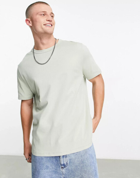 ASOS DESIGN relaxed heavyweight t-shirt in washed khaki