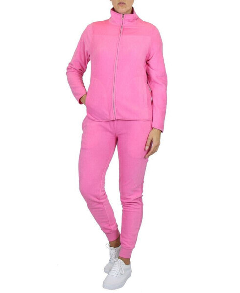 Women's Polar Fleece Sweatshirt Top Jogger Bottom Matching Set, 2 Piece