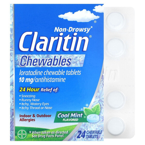 Non-Drowsy, Chewables, Cool Mint, 10 mg, 24 Chewable Tablets