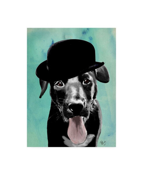 Fab Funky Black Labrador in Bowler Hat Canvas Art - 27" x 33.5"