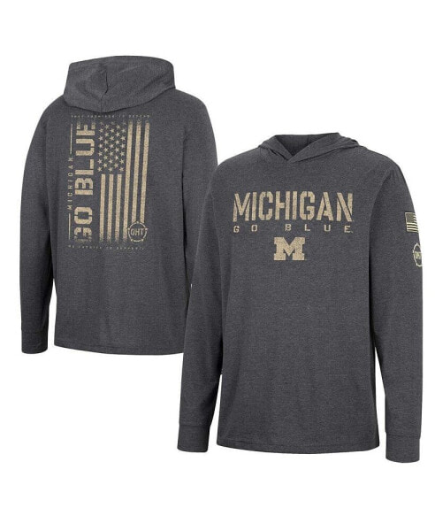 Men's Charcoal Michigan Wolverines Team OHT Military-Inspired Appreciation Hoodie Long Sleeve T-shirt